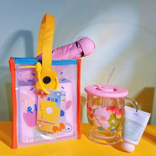 【春日里】原创三八活动礼品 手提袋+遮阳伞+玻璃杯+护手霜 女神节伴手礼