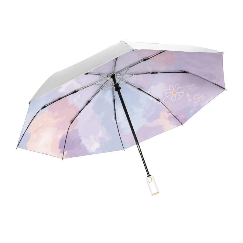 彩色云朵钛银伞 全自动折叠防晒晴雨伞 50元左右的礼品