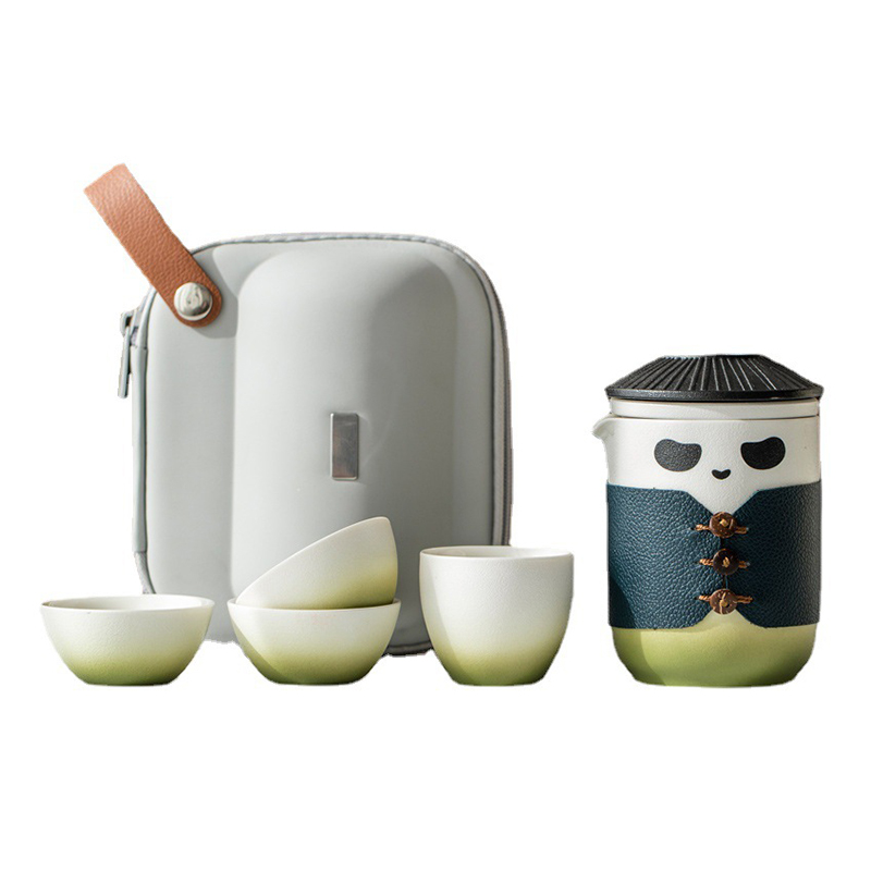 熊猫大侠旅行茶具套装 创意国风便携茶具 时尚茶具礼品