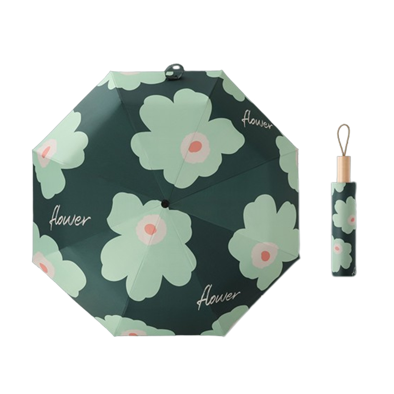花朵晴雨两用黑胶伞 小清新自动折叠伞 送员工礼品
