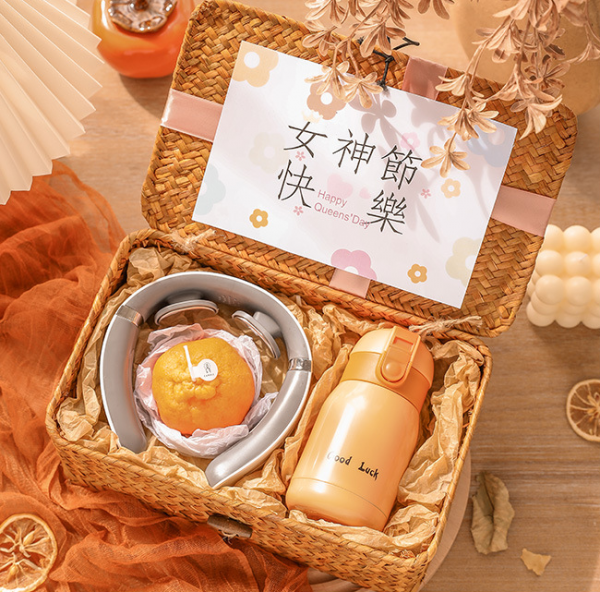 【客制化礼盒】创意草编盒礼盒 护颈仪+保温杯+香薰 员工福利