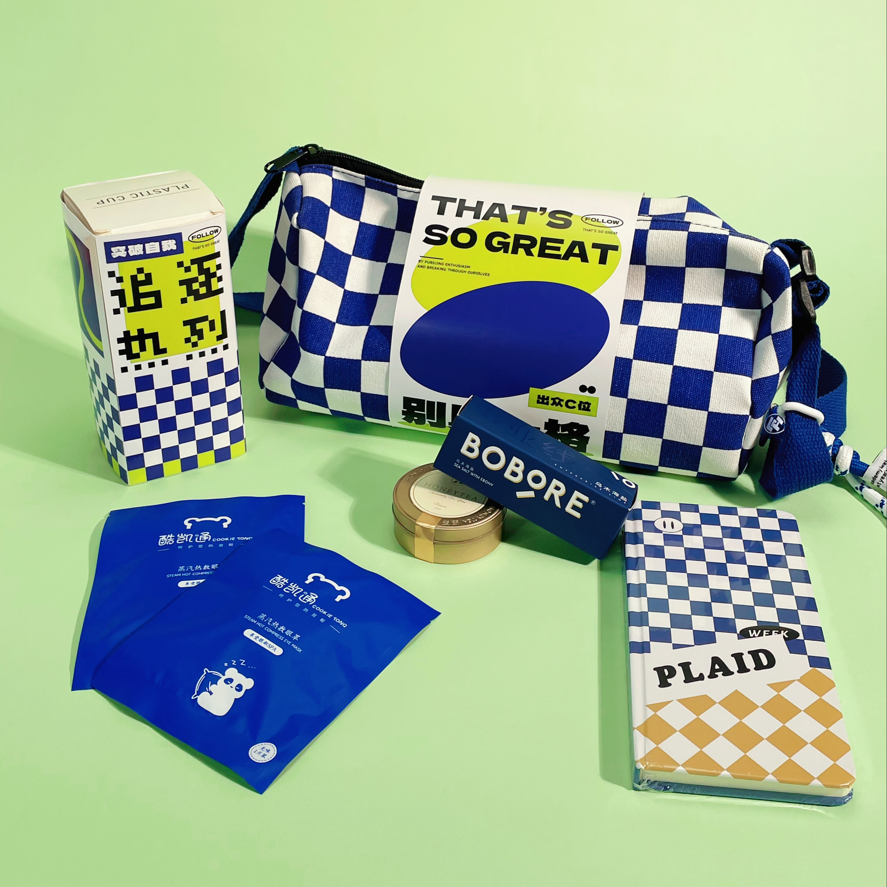 【别具一格】原创入职周年礼盒 斜跨格纹包+格纹计划本+保温杯+波波瑞护手霜+蒸汽眼罩+罐装茶 入职伴手礼